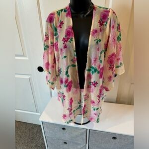 Charlotte Russe Open Front Floral Sheer Cover-Up. Size Small NWT
